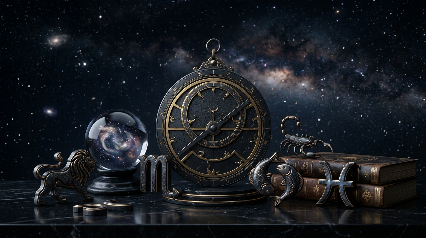 Zvezdnato nebo in astrološki simboli